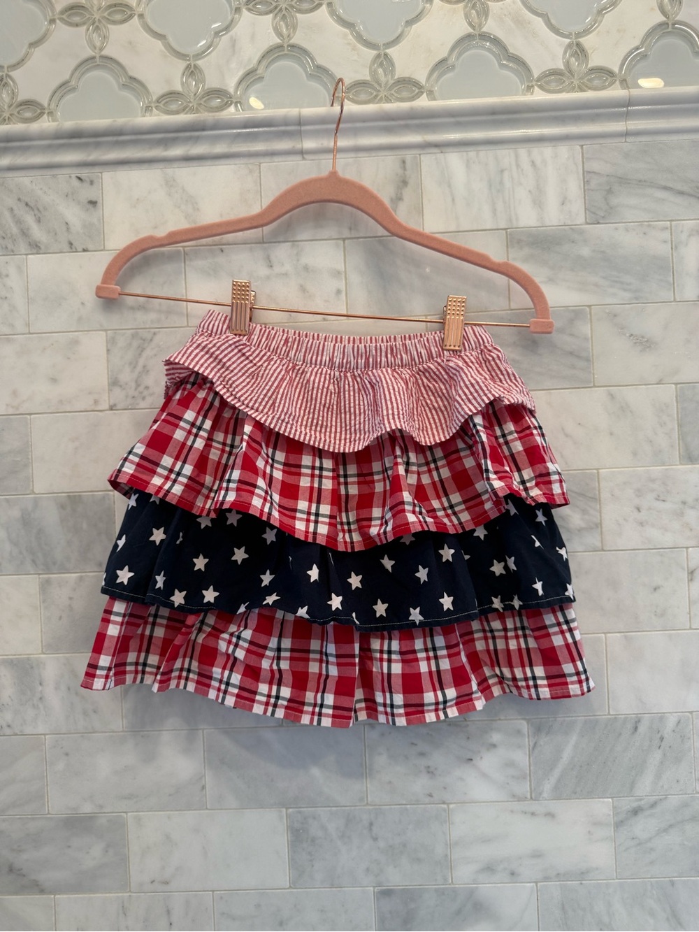 NWOT Gymboree ruffle patriotic skirt (built-in under shorts) Fourth of July